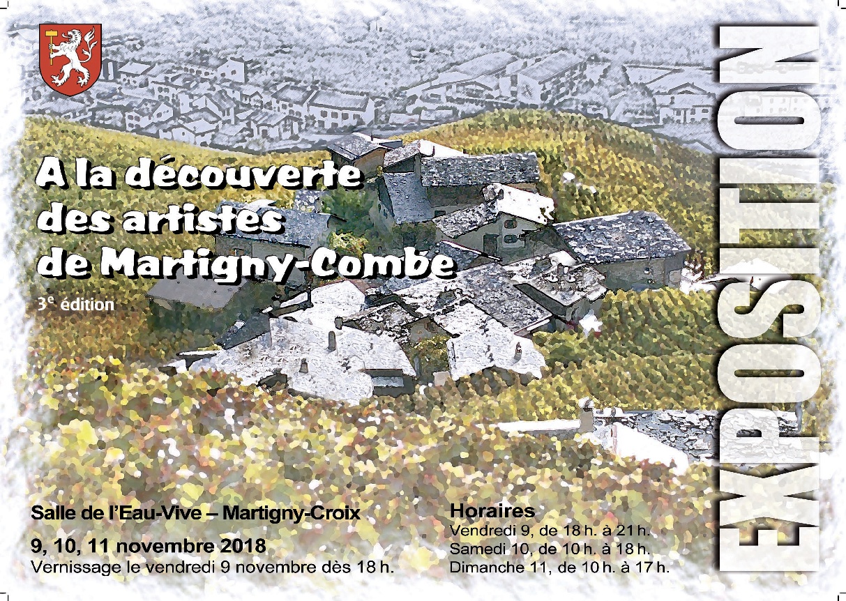 L'exposition "A la découverte des artistes de Martigny-Combe" se déroulera du 9 au 11 novembre